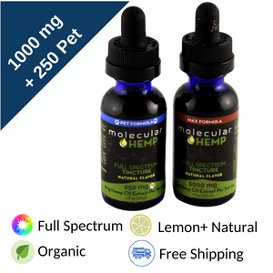 1000+250 mg Me and My Pet Bundle, Full Spectrum CBD and MCT Oil Tinctures-33 mg, & 8 mg per serving