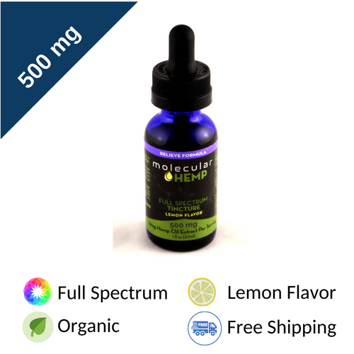500 mg Relieve Formula Full Spectrum CBD MCT Oil Tincture, Lemon Flavor